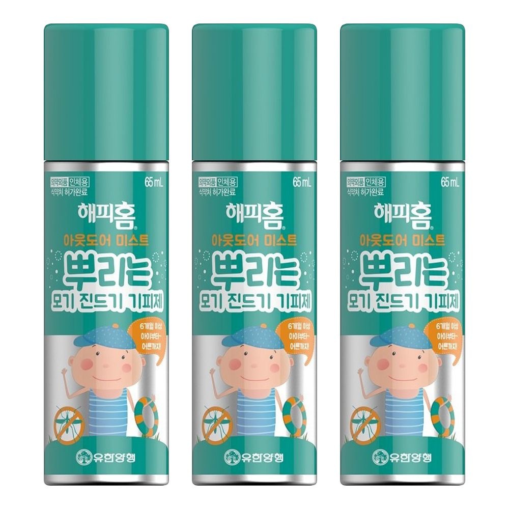 해피홈 아웃도어 미스트 뿌리는 모기진드기 기피제 65ml X 3개
