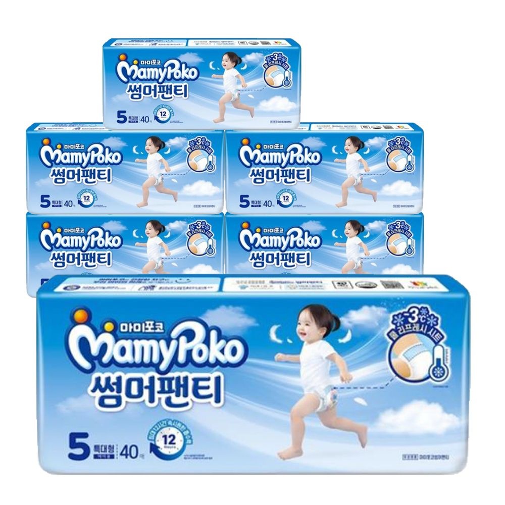 마미포코 썸머팬티기저귀 여아용 5단계 특대형 40Px6팩