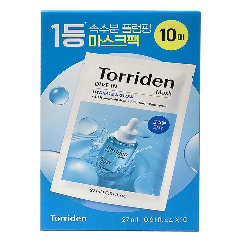 토리든 다이브인 저분자 히알루론산 마스크 27ml 10매 1박스 /  Torriden