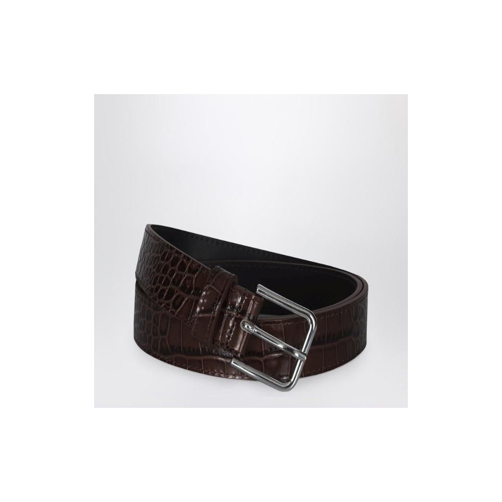[해외] 더 프랭키 숍 25FW THE FRANKIE SHOP Toni Croc 벨트 in 브라운 patent 레더 with silver tone hardware BEFS21177LE885 TP578989673