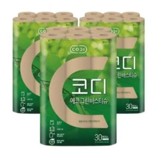 코디 에코그린 바스티슈 친환경 화장지 30m x 30롤 3팩 531241