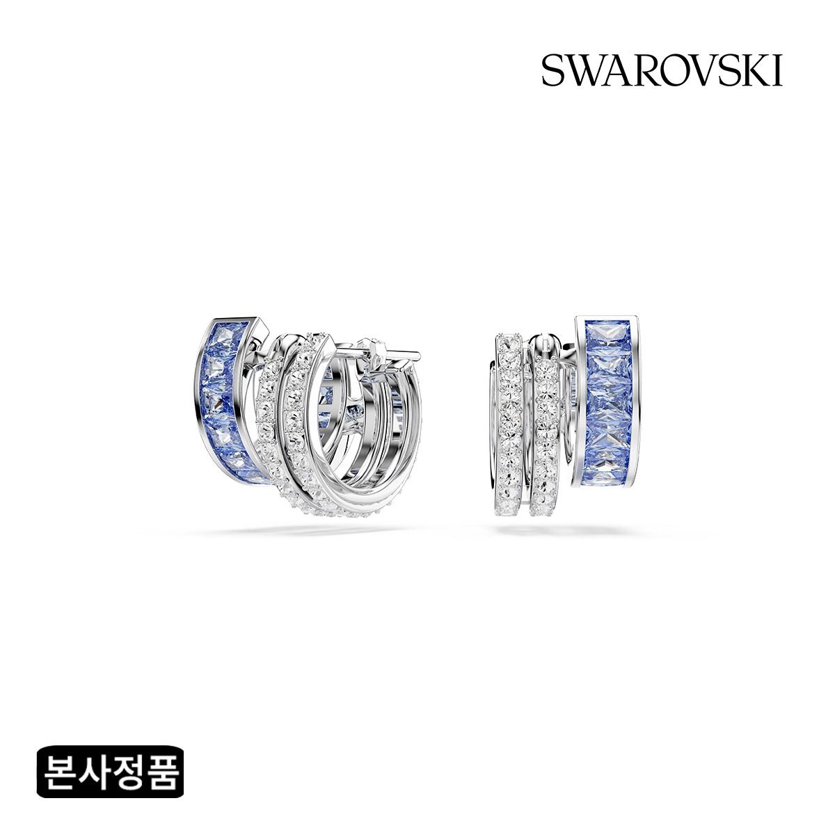[롯데백화점] 스와로브스키 [본사정품] Connexus 블루 로듐 후프 귀걸이 5690030