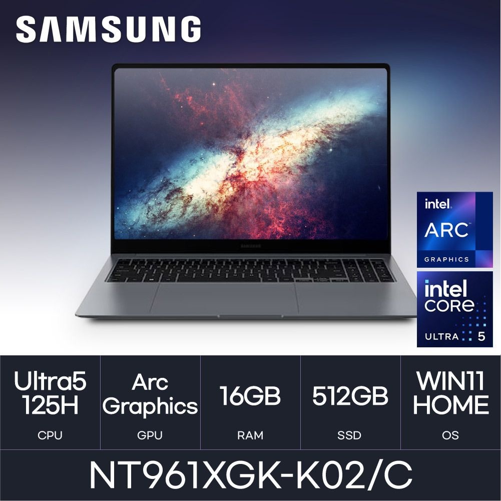 SAMSUNG 삼성전자 HMC/ 삼성 갤럭시북4 프로 NT961XGK-K02/C / 512GB / 고해상도 WQXGA+ 학생용 사무용 가성비 노트북