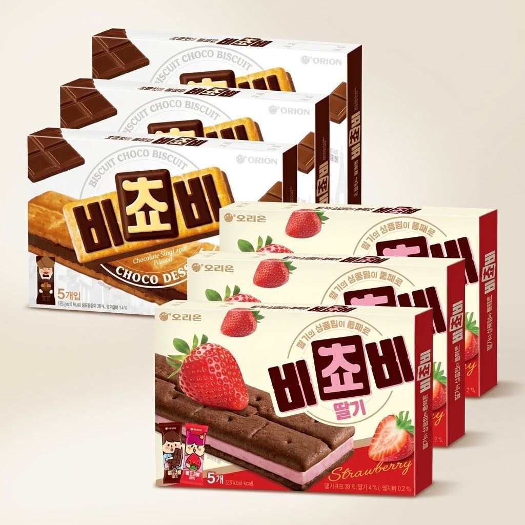 오리온 비쵸비 초코 5P 125g 3박스 + 딸기 5P 125g 3박스