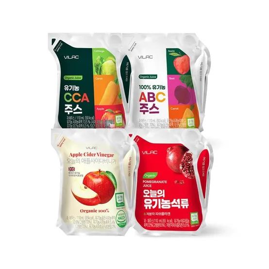 [18팩+18팩/총36팩] 비락 유기농 과일야채 주스 골라담기 택2 110ml ABC/CCA/애사비/석류