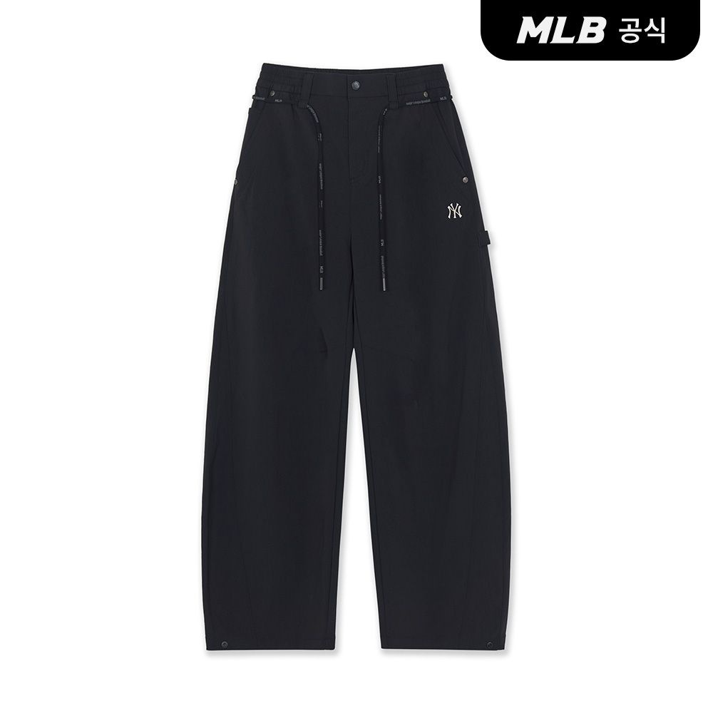 MLB [공식] 26FW 여성 코튼터치 스트링 커브드 와이드 팬츠 NY (Black) 3FWPV0164-50BKS
