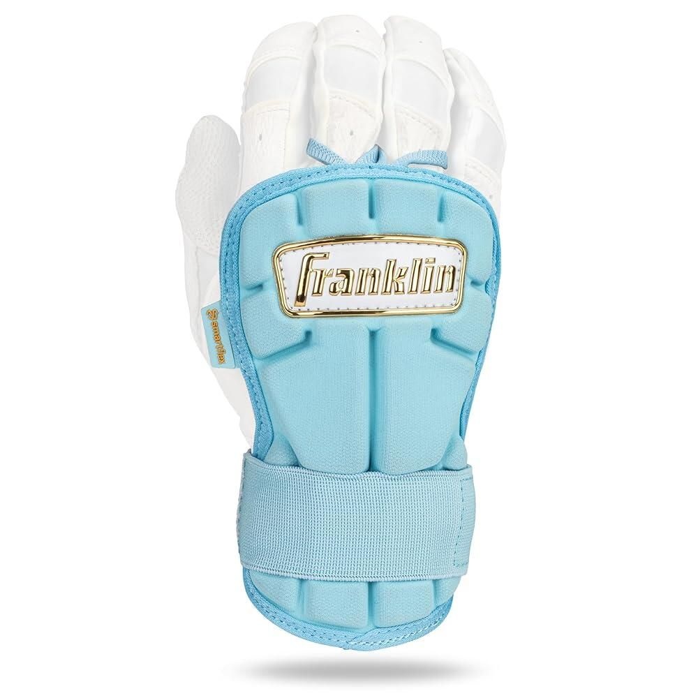 [해외] Franklin Sports 야구 핸드 + 손목 가드 - PRT 시리즈 성인용 손 배팅용 보호대 보호 쉴드 오른손 왼손잡이 화이트 골드