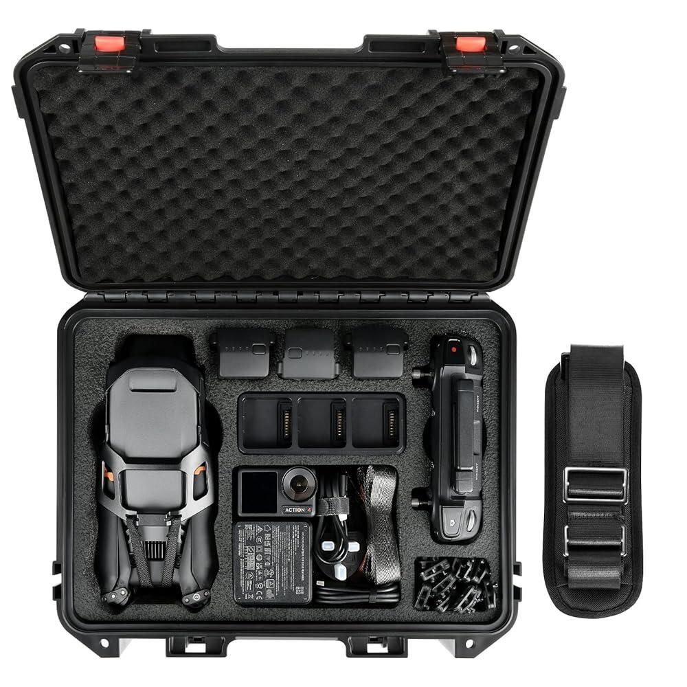 YETEETH [해외] DJI Mavic 3 Pro 드론 케이스 매빅 프로용 폼이 있는 방수 하드 클래식 시네 플라이 모어 콤보 RC용 스트랩이 카메라