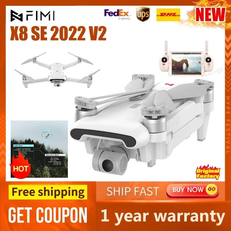 [해외] 입문용 농업용 드론 주식 FIMI X8SE V2 3 축 짐벌 4K HD 카메라 와이파이 GPS RC 헬리콥터 Fimi x8 pro