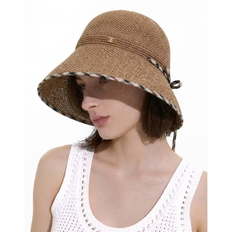 닥스 ACC 쇼핑백 동봉여성 체크배색 브라운 라피아 플로피햇 DCHE6F147 DCHE6F147W3-B 580167