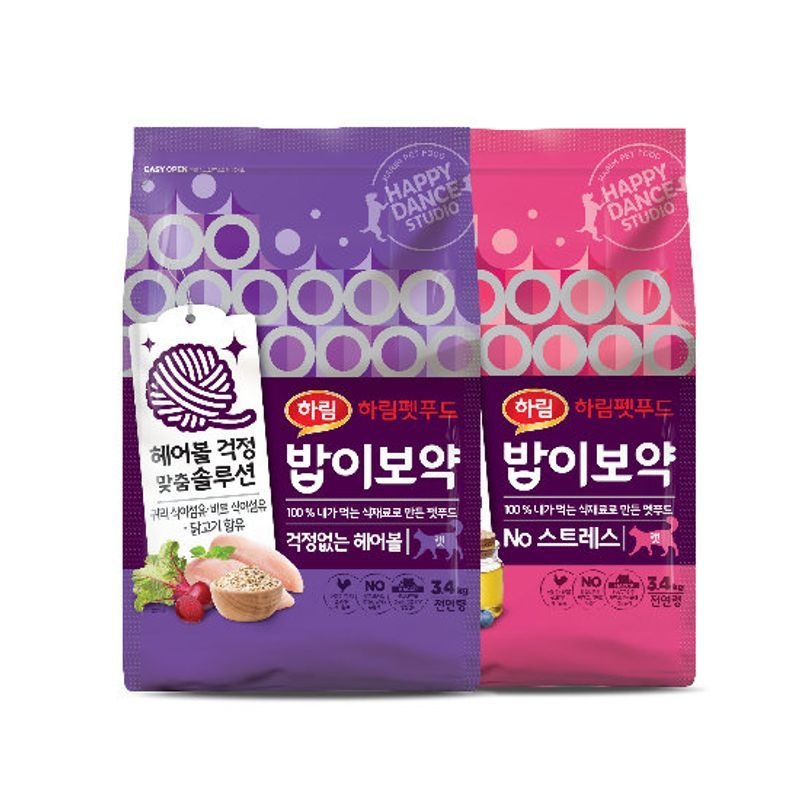 하림펫푸드 밥이보약 CAT 3.4kgx2(NO스트레스+걱정없는헤어볼)