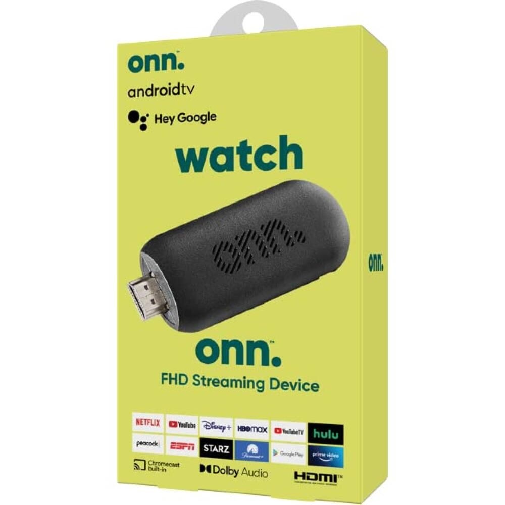 [해외] ONN 안드로이드 TV 2K FHD 스트리밍 스틱 리모컨 전원 어댑터 포함 WiFi HDMI 크롬캐스트 내장 [호환]