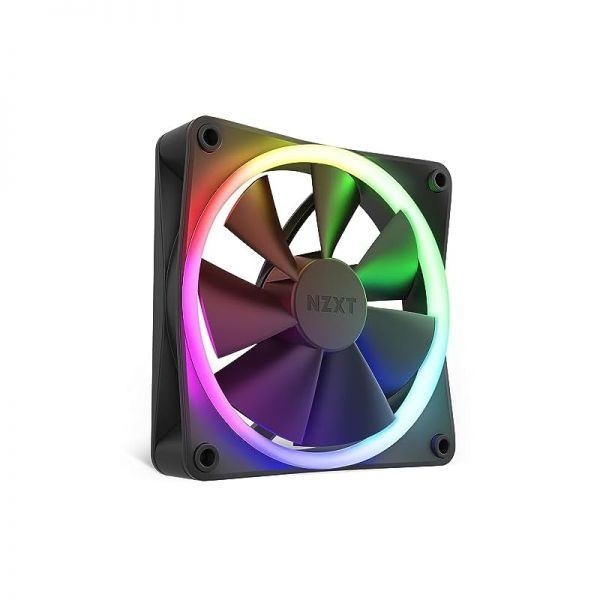 [해외] NZXT F120 RGB 120mm PWM PC 팬 높은 풍량 저소음 유체 동압 베어링 단품 CAM 소프트웨어용 컨트롤러 필요 LED 18개 블랙 2571