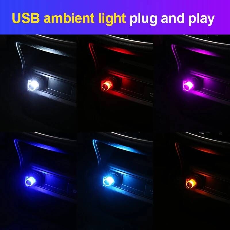 [해외] 자동차 실내 엠비언트 라이트 풋등 무드등 LED 인테리어 조명 USB 휴대용 플러그 놀이 모델링 장식 주변 램프 7 색