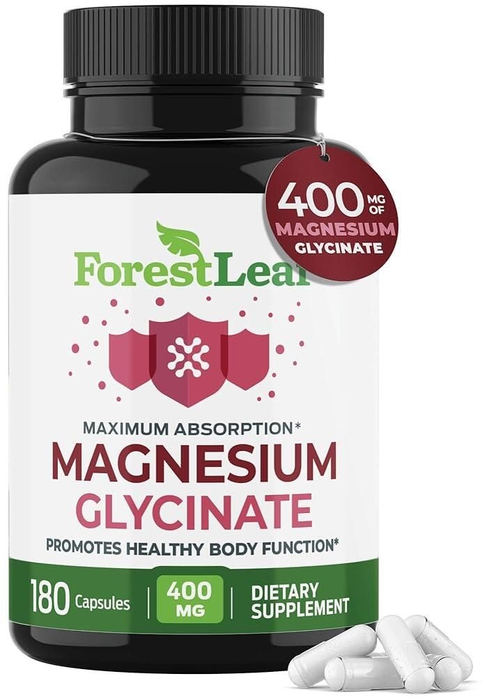 [해외] 순수 마그네슘 글리시네이트 400mg 서빙 - 고흡수 스트레스 뼈 근육 신경 Mag Bisglycinate GMO 프리 글루텐 180캡슐 [호환