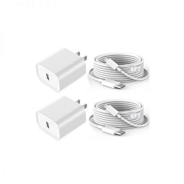 [해외] 빠른 아이폰호환 충전기 충전 2팩 6피트 길이 USB C to Lightning 케이블 코드 블록 어댑터 14 Plus ProMax 13 Mini 12 11 XS iPad