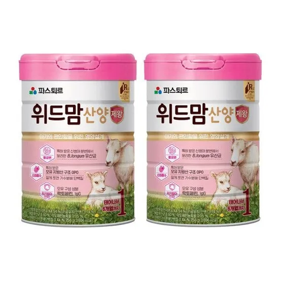파스퇴르 위드맘 산양 제왕 분유 유산균 신생아 1단계 750g 2개 GST