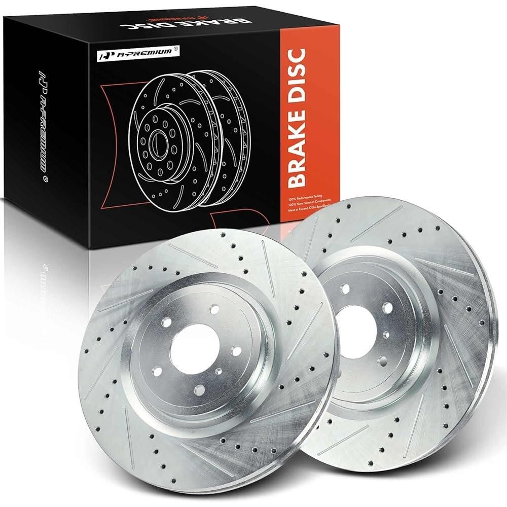 A-Premium [해외] A-Premium 354.50mm13.96인치 전면 드릴 슬롯 디스크 브레이크 로터 일부 인피니티 닛산 모델과 호환 - Q50 Q60 370Z G37 M35h M