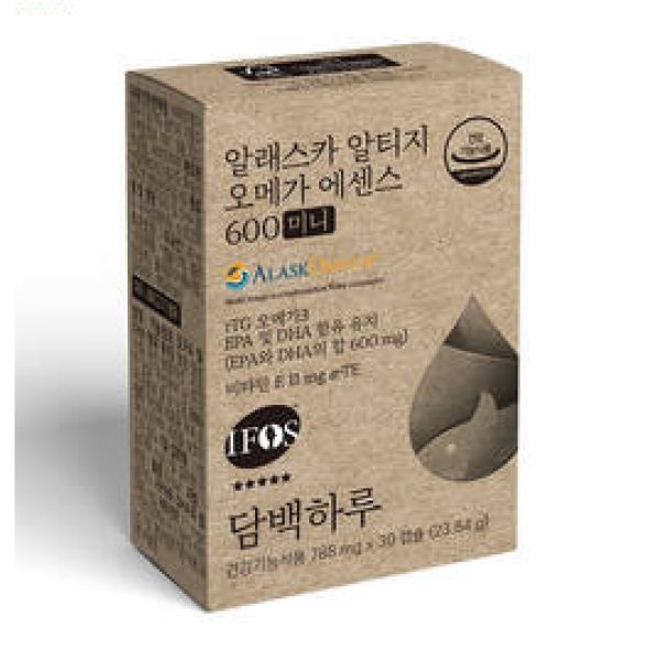 담백하루 알래스카 알티지오메가 에센스 600 미니 30캡슐 1개월 1박스 비타민E 11mg