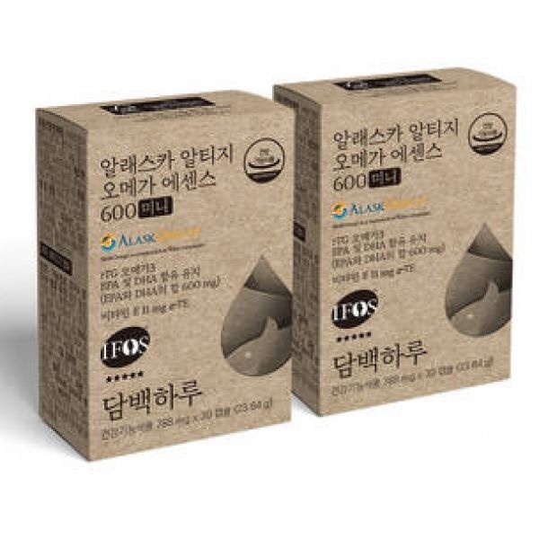담백하루 알래스카 알티지오메가 에센스 600 미니 60캡슐 2개월 2박스 비타민E 11mg