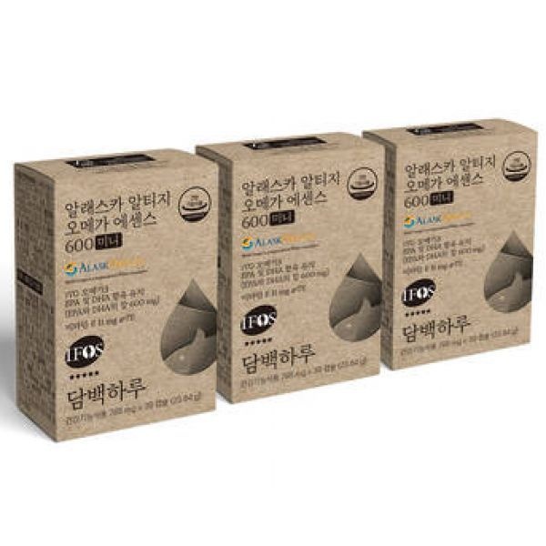 담백하루 알래스카 알티지오메가 에센스 600 미니 90캡슐 3개월 3박스 비타민E 11mg