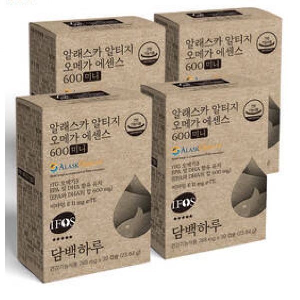 담백하루 알래스카 알티지오메가 에센스 600 미니 120캡슐 4개월 4박스 비타민E 11mg