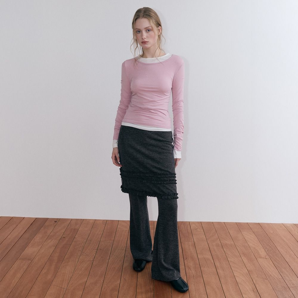 에트몽 Frill Skirt Pants, Charcoal