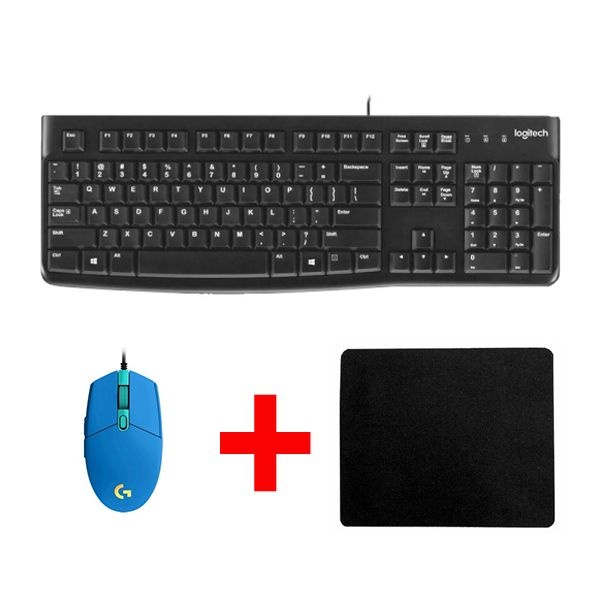 패드증정 로지텍 K120 + G102 2세대 정품박스 블루 USB 키보드 마우스 세트 키스킨포함