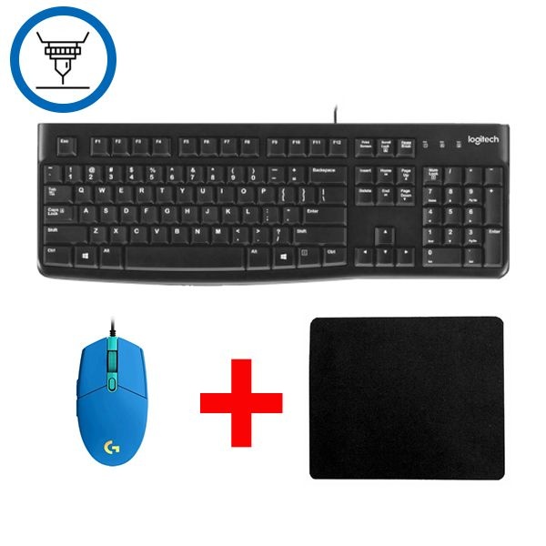 패드+긱인(인쇄)서비스 로지텍 K120 + G102 2세대 정품박스 블루 USB 키보드 마우스 세트 키스킨포함k