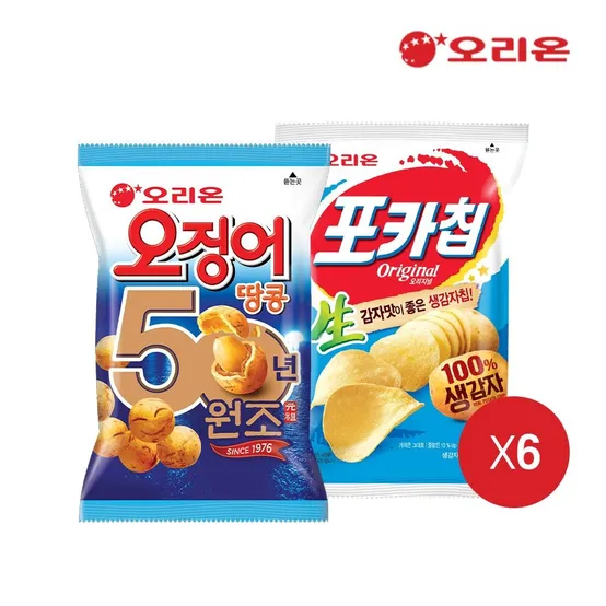 [햇감자]오리온 오징어땅콩 98g 6개 + 포카칩 오리지널 66g 6개