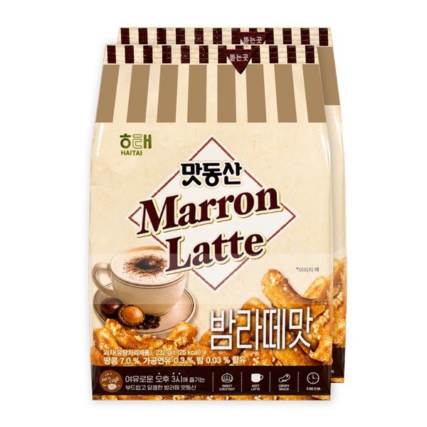해태 맛동산 밤라떼맛 (232gX2번들) 스낵 봉지과자 신상 커피