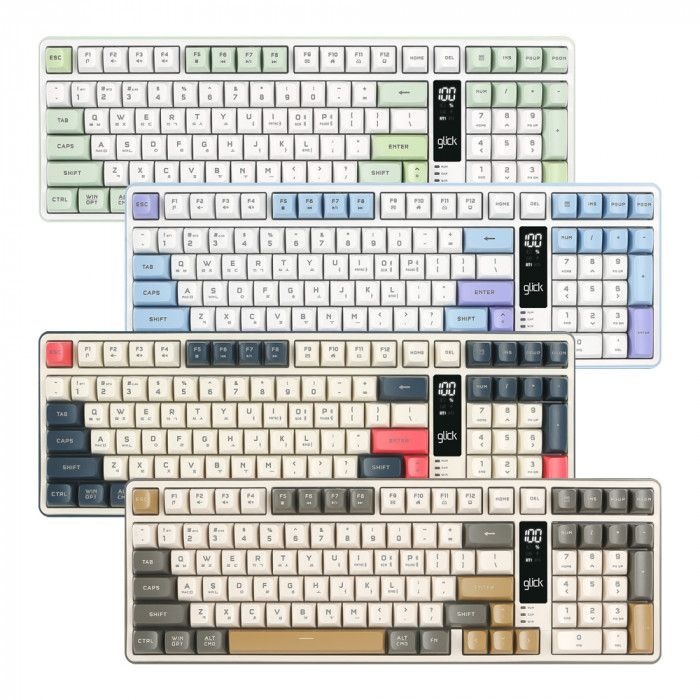 [오늘출발] 지클릭커 OFFICEPRO WK50 사일런스 M RGB 무소음 방수 무선 블루투스 키보드 LCD 99 (스카이시티)