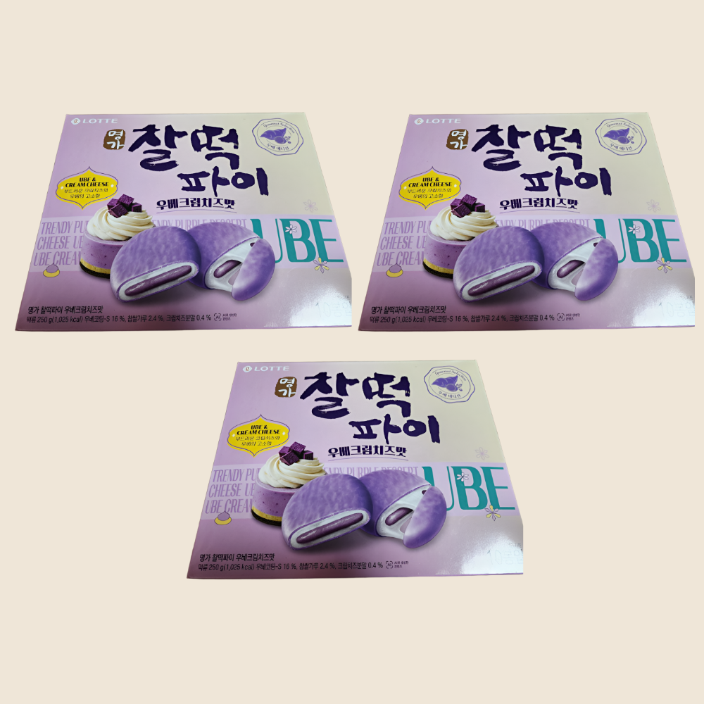 롯데웰푸드 찰떡파이 명가 우베크림치즈맛 250g x 3개
