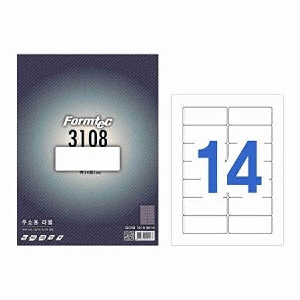 고품질 라벨지 주소용 14칸 20매 LQ-3108 폼텍 라벨용지 라벵용지 스티커라벨지 A4라벨지 투명라벨 W6F1620