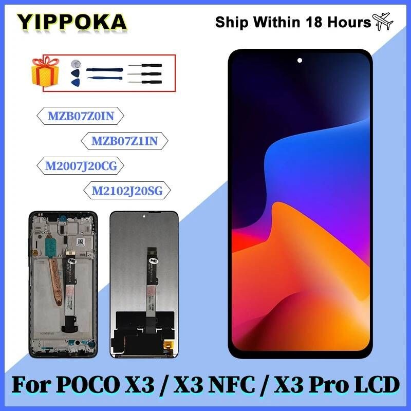 UnKnown [해외] 샤오미 POCO X3 용 IPS NFC LCD 디스플레이 터치 스크린 Pro 디지타이저 어셈블리 M2007J20CI M2102J20SI
