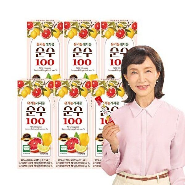 [지니트레저]유기농레몬자몽즙 레자몽순수100 6박스(90포) 정애리레자몽 NFC착즙