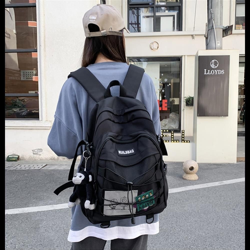 URBAN BROS 시원한 디자인 망사포켓 여성용백팩 여대생백팩 캐주얼패션 여행용백팩 여자노트북백팩 비지니스캐주얼룩