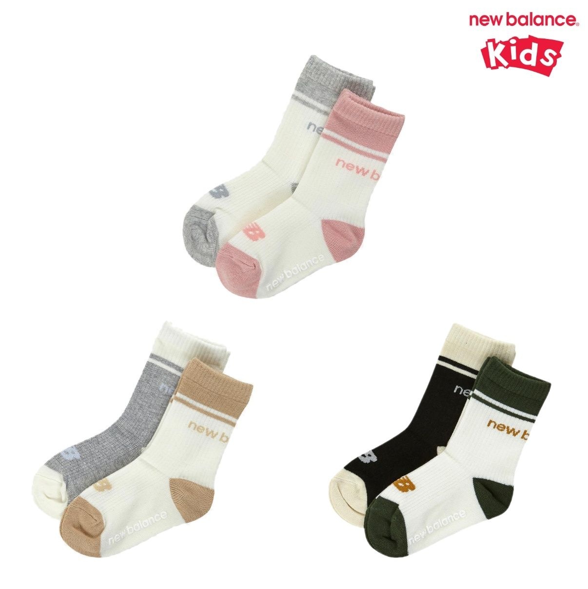 [롯데백화점] 뉴발란스 키즈 2PCS 컬러블록 장목양말 (NK8EGF203U)
