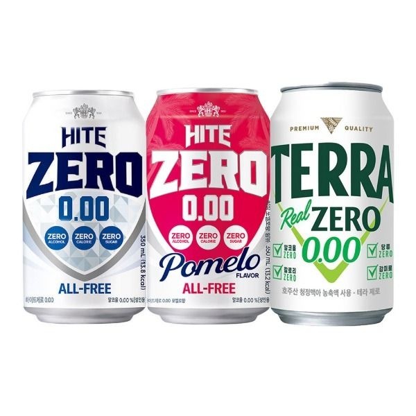 [온누리7%혜택]하이트제로 3종혼합 무알콜음료 350ML x 24개 하이트제로+포멜로+테라 (안전한 박스포장)