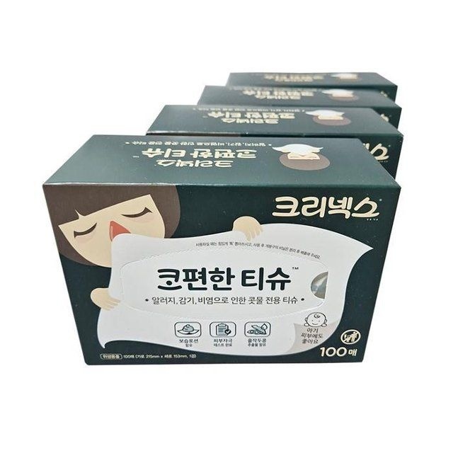 유한킴벌리 크리넥스 코편한티슈 100매 4개
