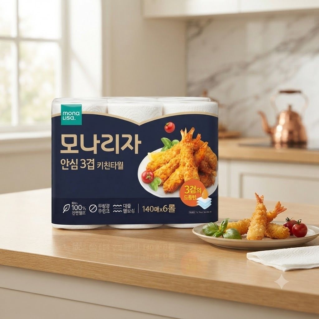 모나리자 키친타올 식기용 안심 3겹 140매 2팩