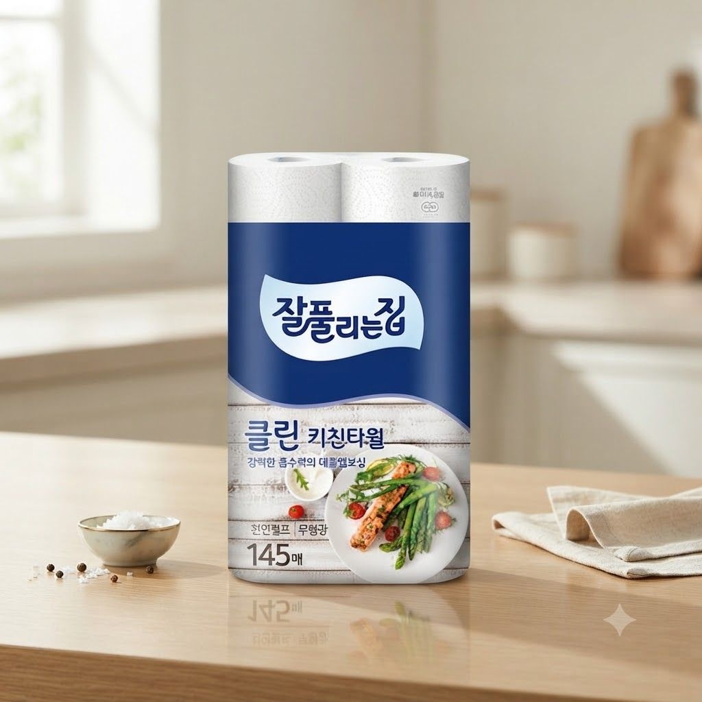 잘풀리는집 8롤x 클린 간편사용 키친타올 145매 4팩