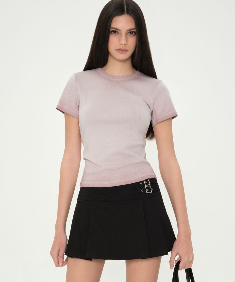 MUSINSA STANDARD WOMAN 매장정품 무신사 스탠다드 우먼 MUSINSA STANDARD WOMAN 우먼즈 더티 드 슬림 크루 넥 티셔츠 스모크 핑크 MWFTS5A16-SP 20532