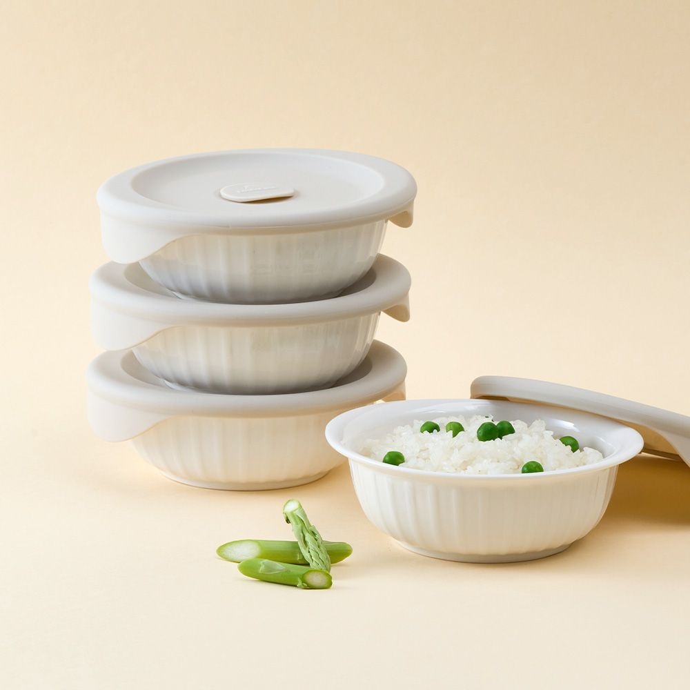 [상품] 바로한끼 도자기 밥용기 아이보리 355ml 4P