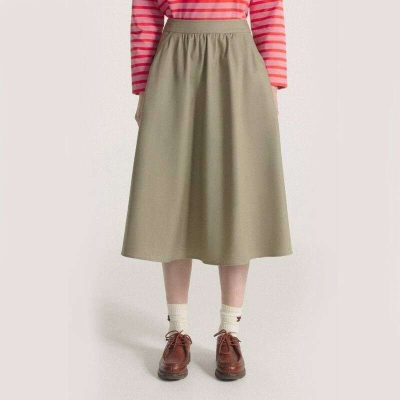 르몽생미셸 르몽생미셸 여성 플레어 스커트 JEANETTE PLEATED SKIRT_Khaki_LST_A0SK04WKK10 Y5Z8A3B1 K4L9M2N5