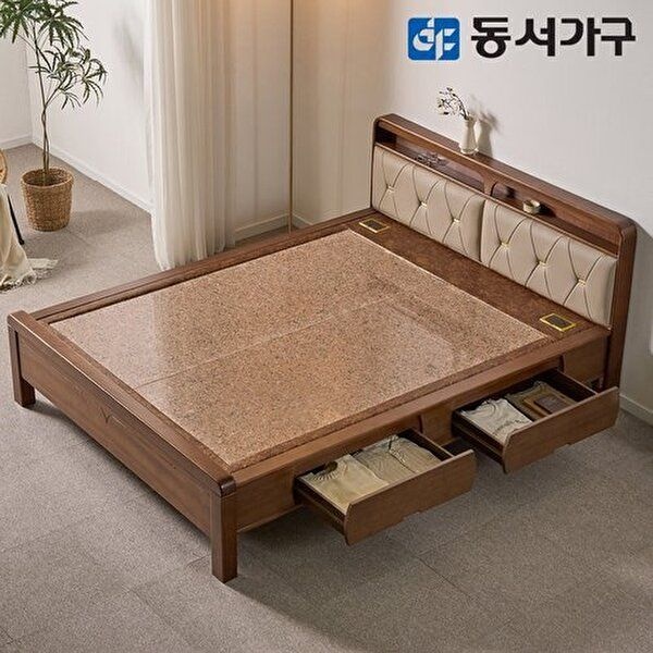 [동서가구][가죽수납]편백나무 인볼브 홍맥반석 돌침대 Q 퀸 DF645664