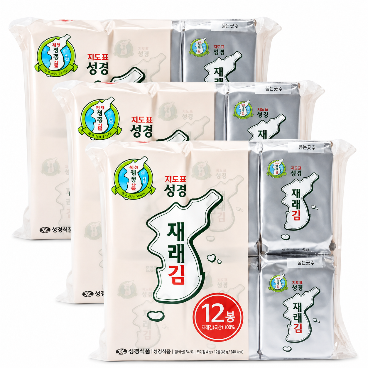 지도표성경김 지도표성경 김 본사 재래 식탁김 4g 12봉x3개 (총36봉)