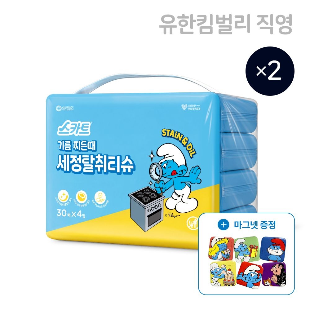 스카트 기름때전용 청소용품 티슈 30매 4입, 2개