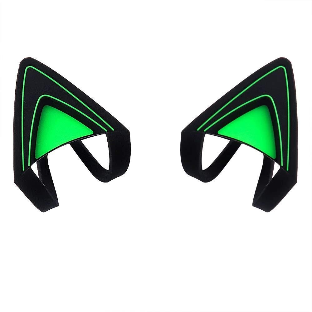 HUYUN [해외] HUYUN Razer Kraken 2019 TE 헤드셋과 호환되는 실리콘 고양이 키티 귀 사랑스러운 부착 가능한 액서리 그린 [호환]