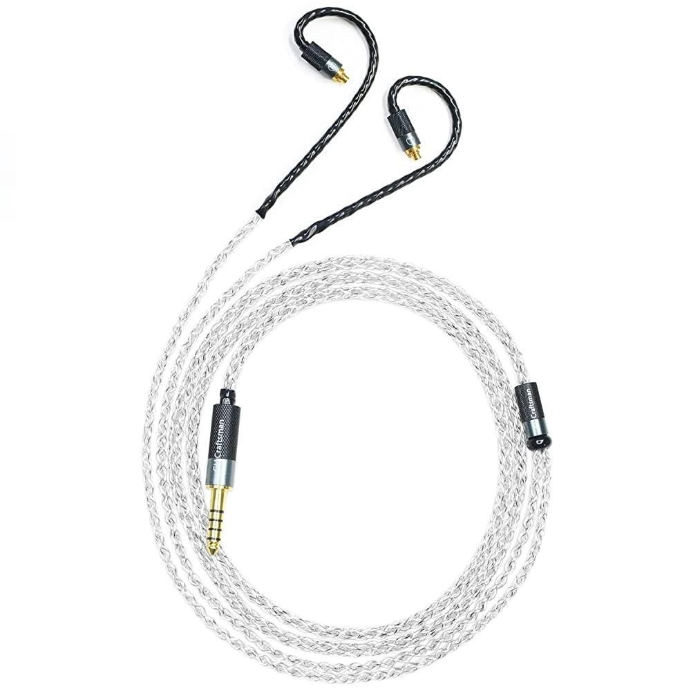 GUCraftsman [해외] GUCraftsman AKG N30 N40 N5005용 5N OFC 실버 도금+그래핀 혼합 브레이드 이어폰 호환교체 케이블 4.4mm 밸런스 플러그 [호환